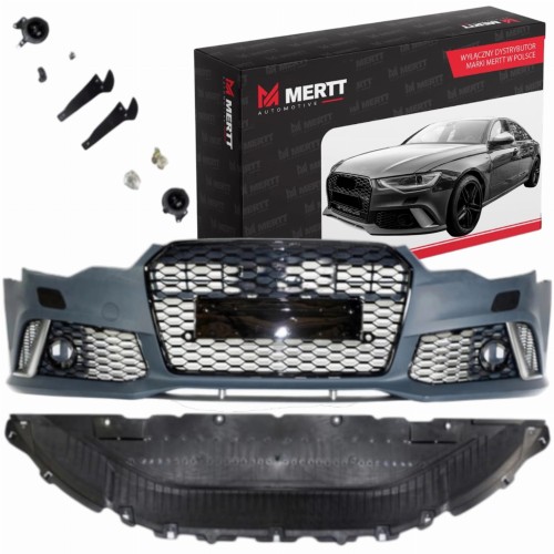 ZDERZAK RS LOOK AUDI A6 C7 4G 2015-2018 KOMPLETNY ATRAPY KRATKI ZAŚLEPKI
