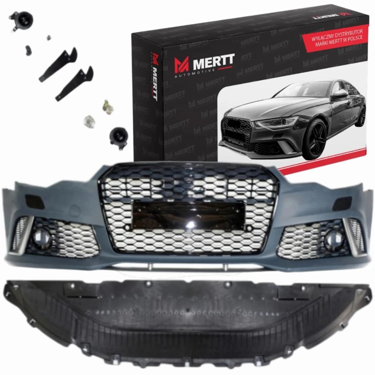 ZDERZAK RS LOOK AUDI A6 C7 4G 2015-2018 KOMPLETNY ATRAPY KRATKI ZAŚLEPKI