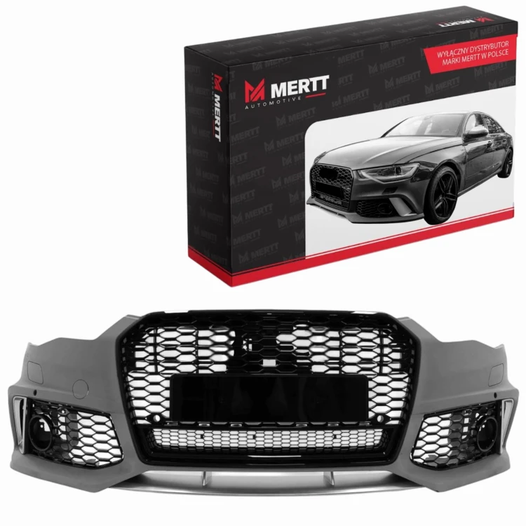 ZDERZAK RS LOOK AUDI A6 C7 4G 2015-2018 KOMPLETNY ATRAPY KRATKI ZAŚLEPKI