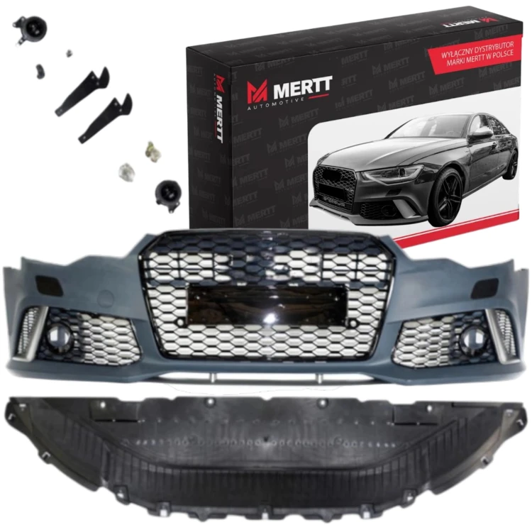 AUDI A6 C7 4G 2015-2018 ZDERZAK RS LOOK KOMPLETNY ATRAPY KRATKI ZAŚLEPKI