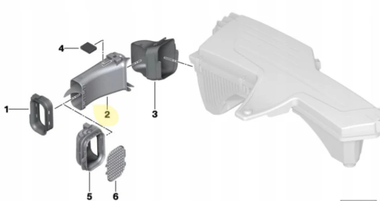 BMW 1 F20 F21 2 F22 F23 3 F30 F31 4 F36 F32 WLOT kanał do filtra powietrza