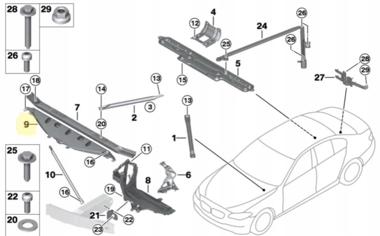 BMW 5 F10 F11 BELKA WZMOCNIENIE ZDERZAKA WSPORNIK V przód pas aluminium