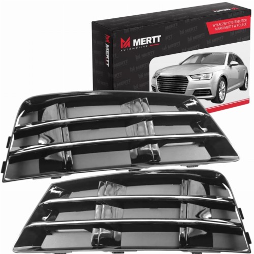 KPL x2 KRATKA ZDERZAKA KOMPLET atrapa przód AUDI A4 B9 15-19 czarna CHROM