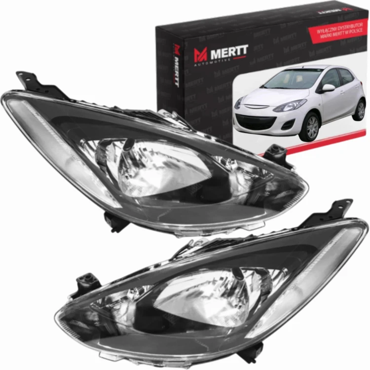REFLEKTOR LAMPA PRZEDNIA LEWA PRAWA H4 MAZDA 2 2007-2014 KOMPLET