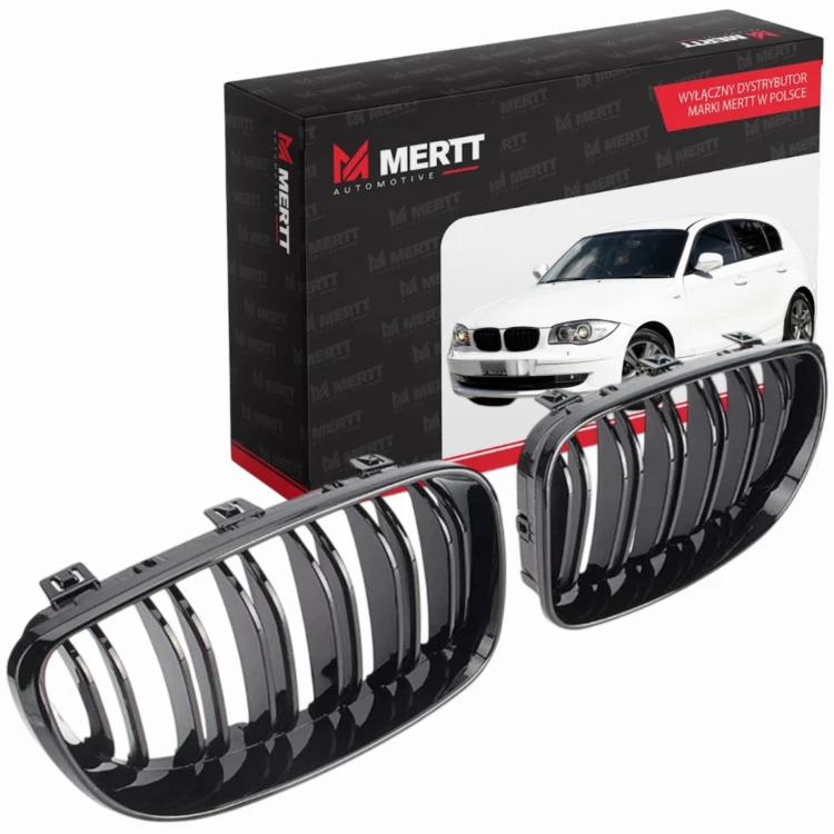 Nerki atrapa Grill BMW Seria 1 E87 E81 E82 2007-2012 czarny Połysk