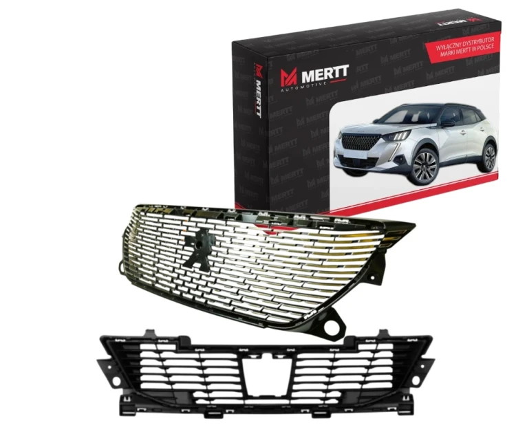 ZESTRAW PEUGEOT 2008 2019+ GRILL zderzaka chrom+KRATKA ŚRODKOWA ZDERZAKA