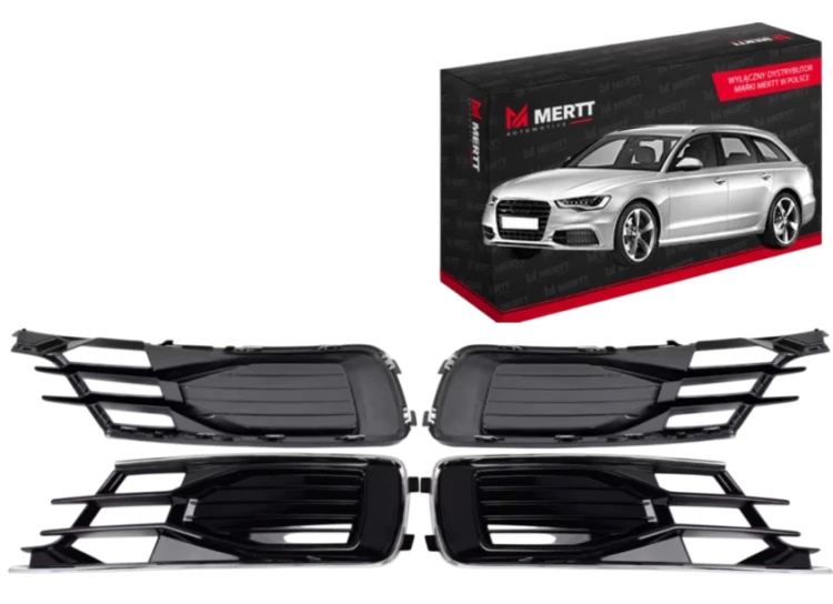 ZESTAW AUDI A6 C7 2014-2018 ATRAPA PRZÓD KRATKA ZDERZAKA PRAWA+LEWA ZAŚLEPK