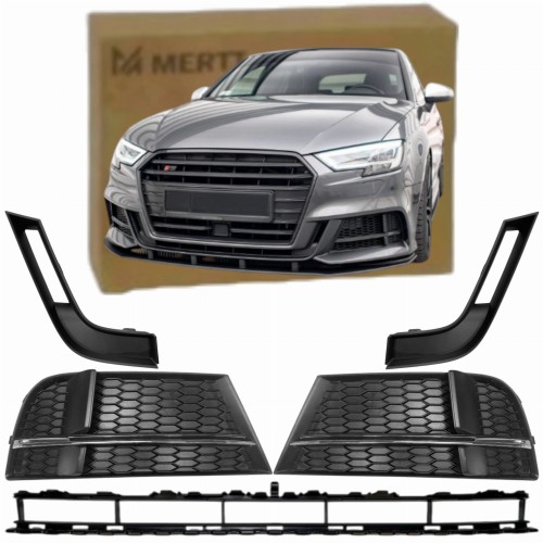 KRATKI ZDERZAKA atrapy PRAWA LEWA ŚRODKOWA zaślepki Audi A3 8V 16-19 S-Line