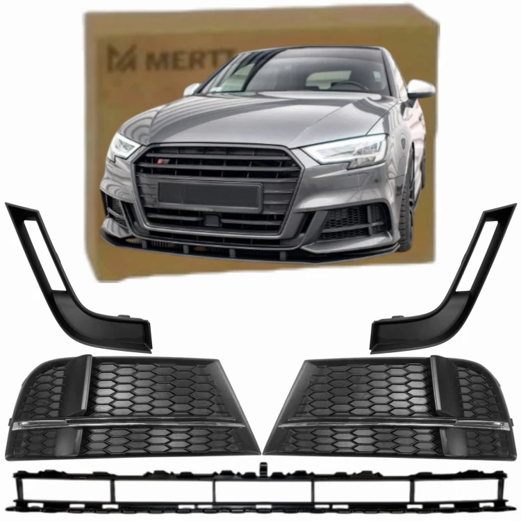 KRATKI ZDERZAKA atrapy PRAWA LEWA ŚRODKOWA zaślepki Audi A3 8V 16-19 S-Line