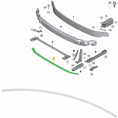BELKA przednia przód dolna zderzaka wzmocnienie BMW X1 X2 F48 F39 2 F45 F46