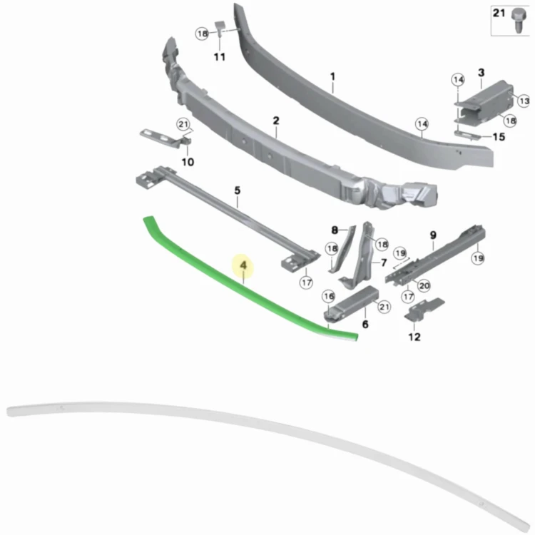 BELKA przednia przód dolna zderzaka wzmocnienie BMW X1 X2 F48 F39 2 F45 F46