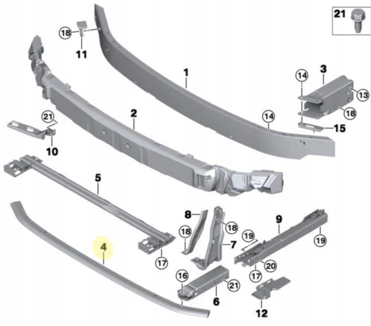 BELKA przednia przód dolna zderzaka wzmocnienie BMW X1 X2 F48 F39 2 F45 F46