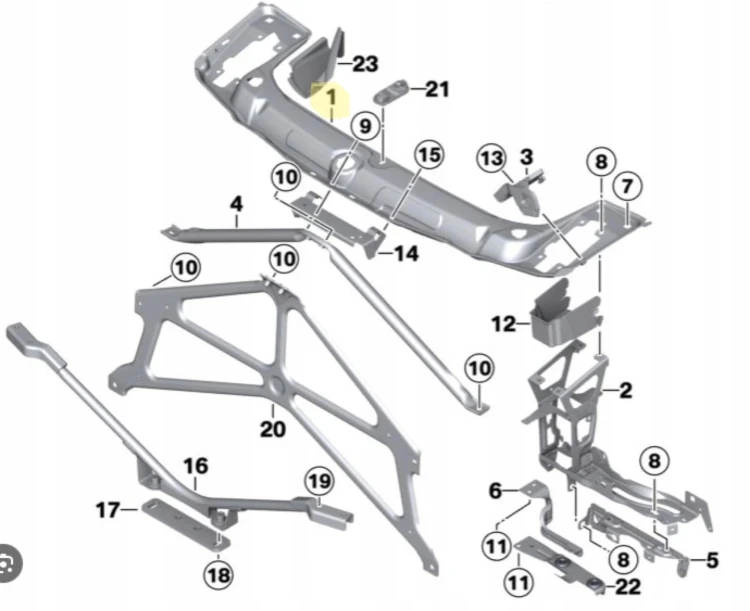BMW F20 F21 F22 F23 F30 F31 F32 F33 ZESTAW WSPORNIKÓW WZMOCNIEŃ PASA PRZEDN