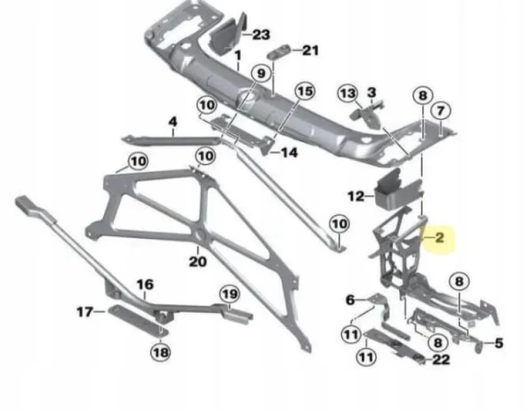 BMW F20 F21 F22 F23 F30 F31 F32 F33 ZESTAW WSPORNIKÓW WZMOCNIEŃ PASA PRZEDN