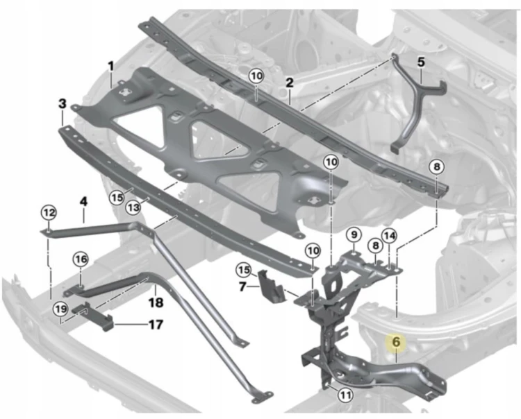 PAS PRZEDNI wzmocnienie belka zderzaka okular L+P BMW 7 G11 G12 2015+
