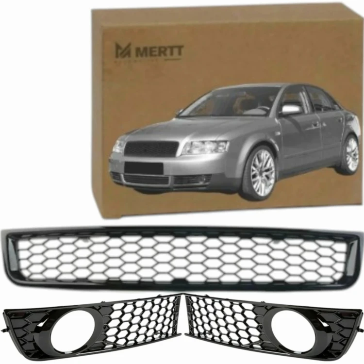 AUDI A4 B6 MAŁYSZ ATRAPY GRILL PRZÓD KRATKI ZAŚLEPKI ZDERZAKA RS LOOK BLACK