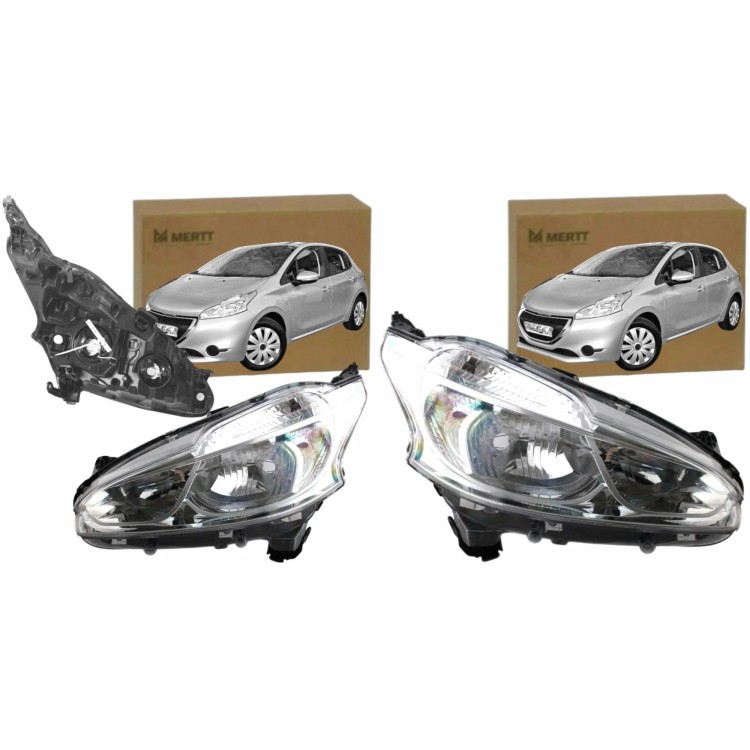 PEUGEOT 208 2012-2018 REFLEKTOR LAMPA PRZEDNIA PRAWA LEWA KOMPLET + SILNIKI