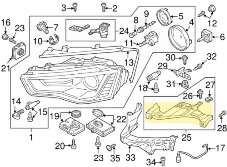ŚLIZG KOMPLET uchwyt mocowania lamp reflektora AUDI A4 B8 A5 8T LIFT 11-15
