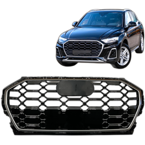 SREBRNY ATRAPA KRATKA CHŁODNICY GRILL S-LINE AUDI Q5 80A 2020+ LCI LIFT